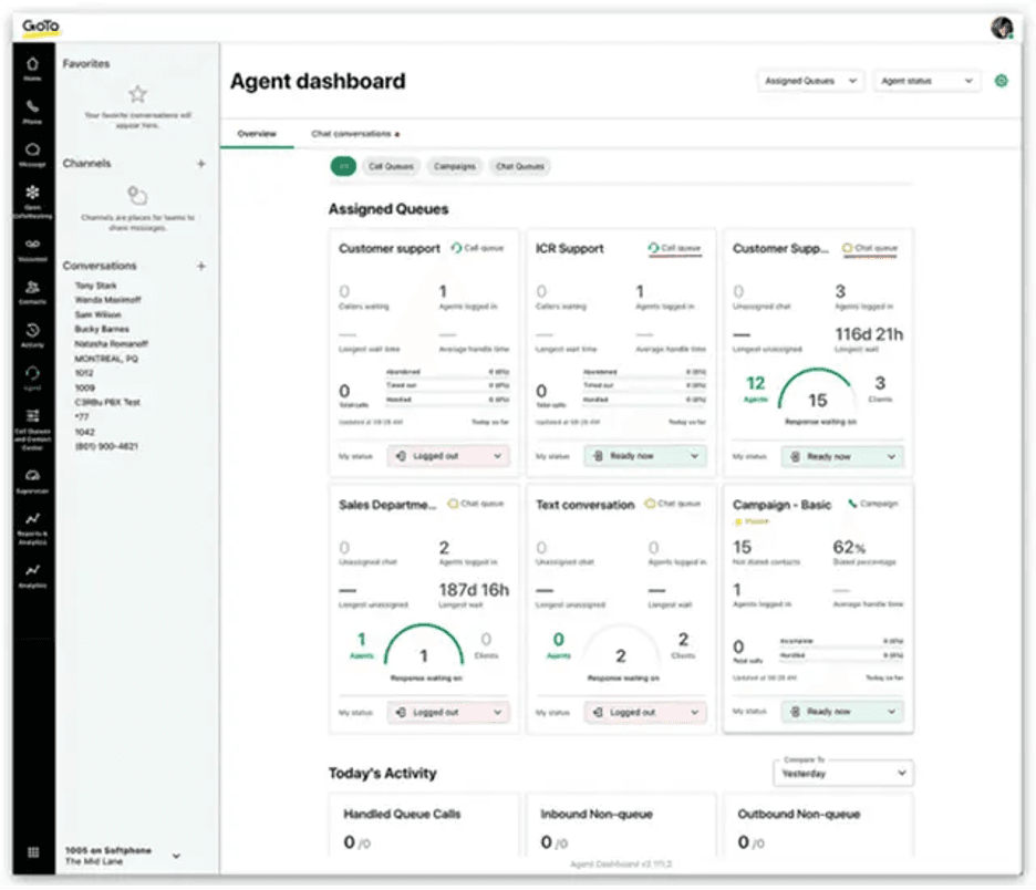 GoTo Connect dashboard