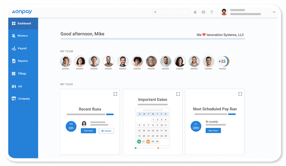 OnPay dashboard