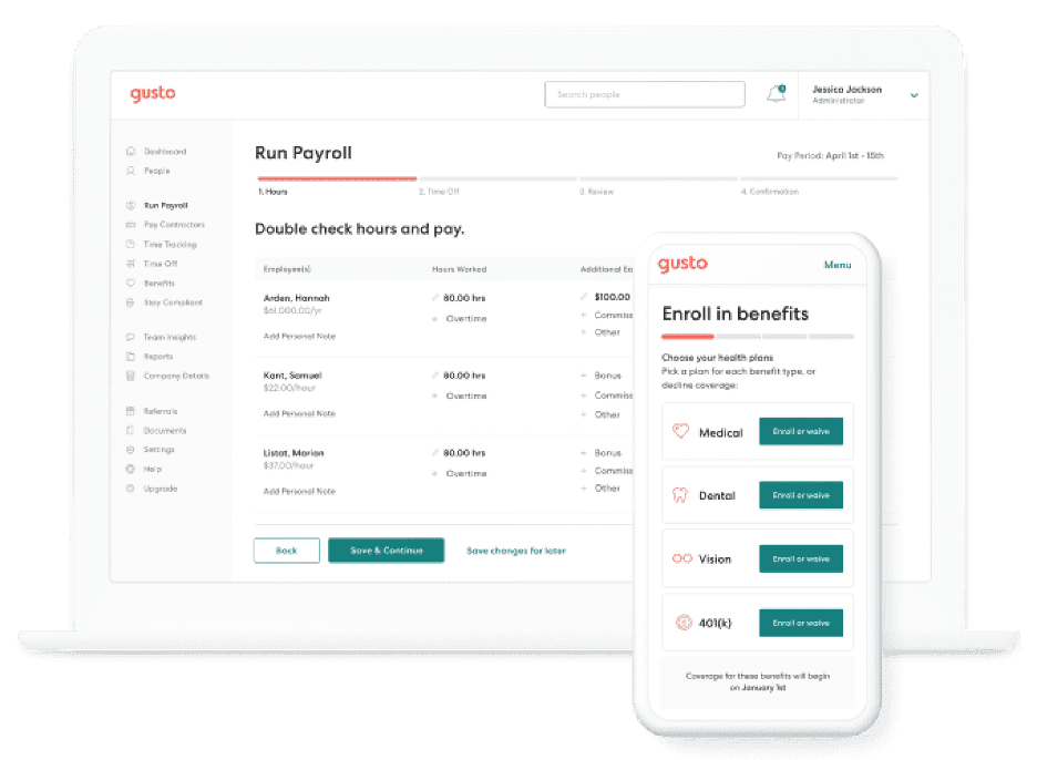 Gusto dashboard