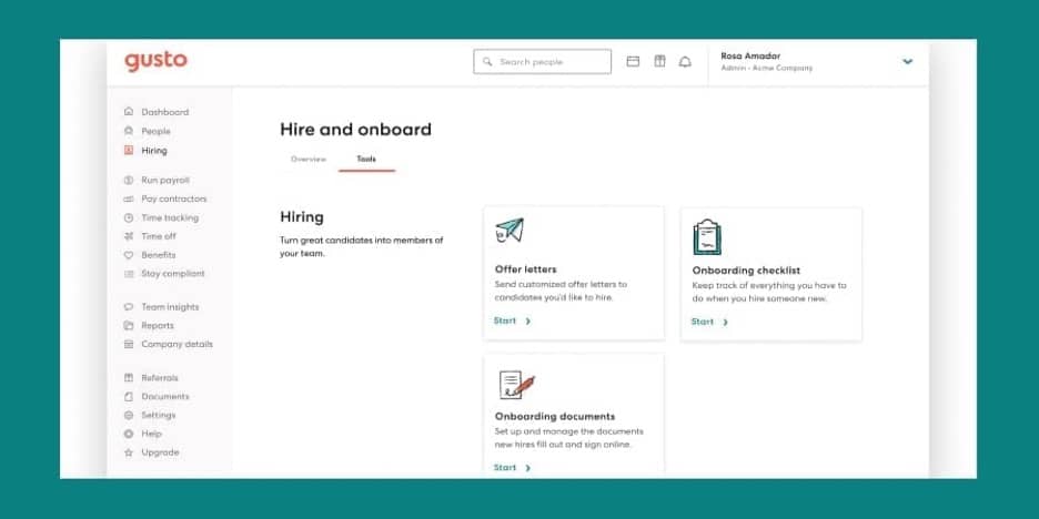 Gusto onboarding