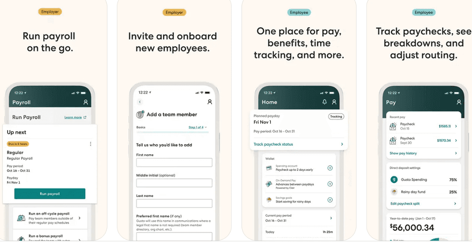 Gusto mobile app