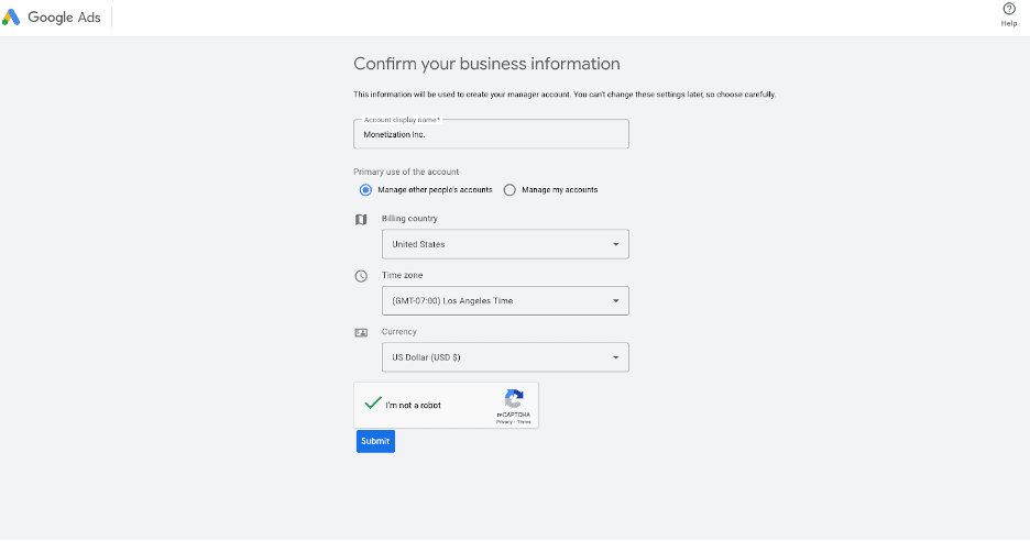 Google ad manager captcha