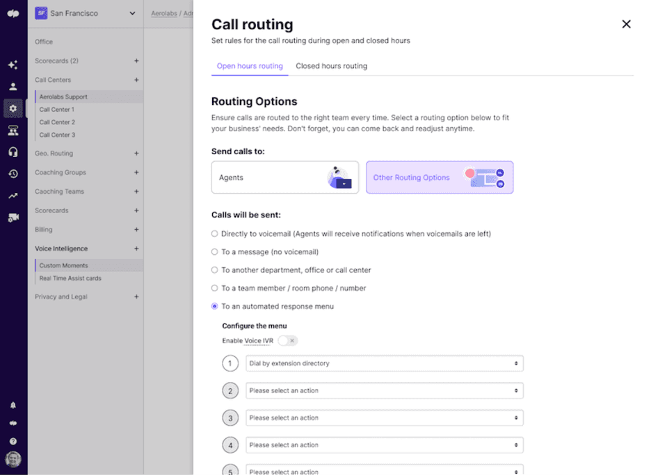 Dialpad call routing