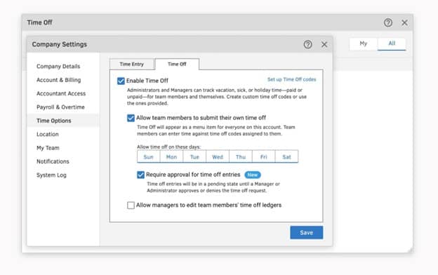 QuickBooks Time PTO tracking tool