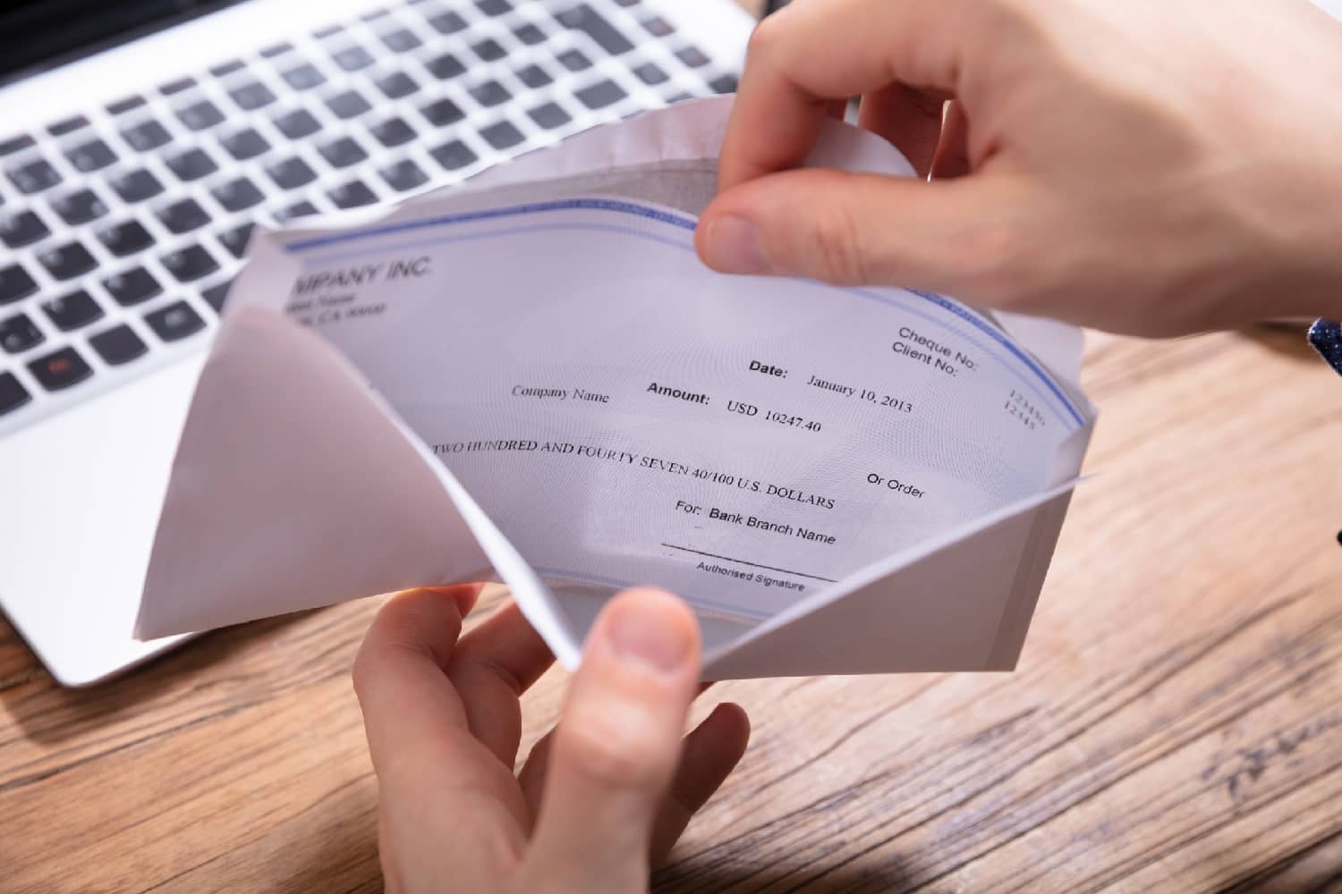 envelope with a paycheck