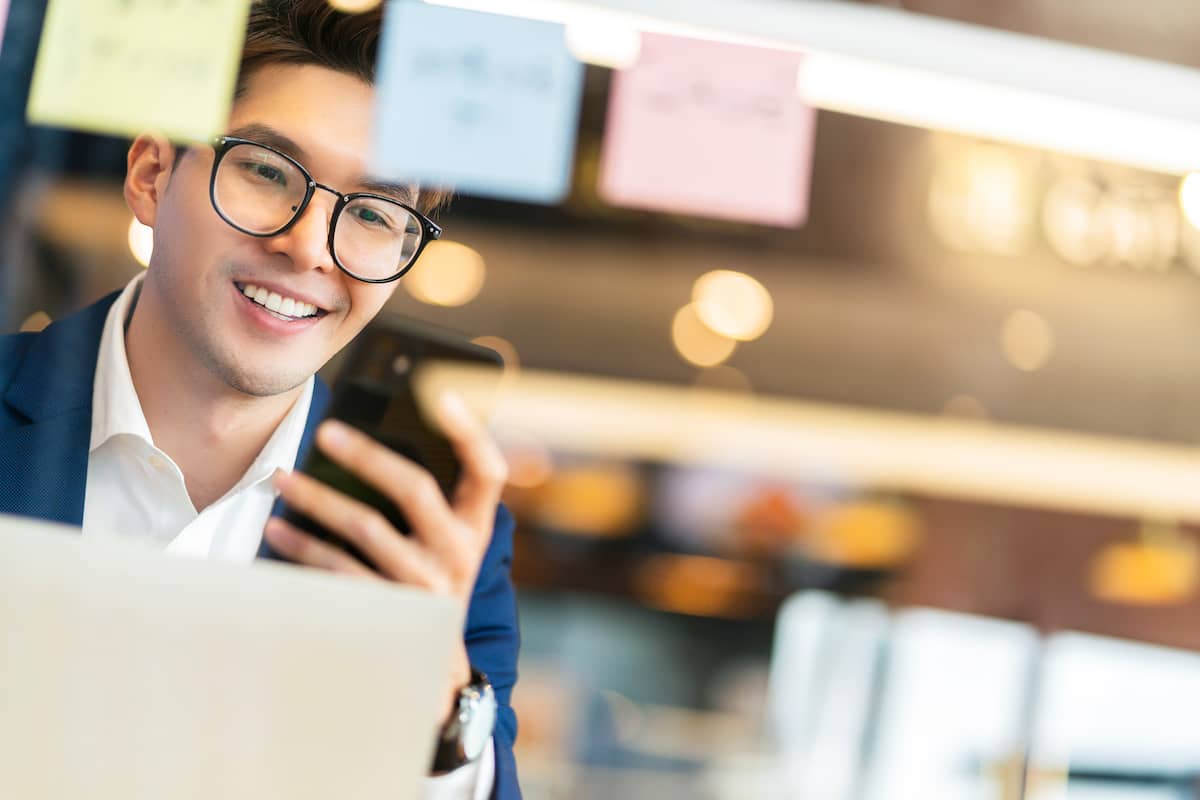 Businessperson using a smartphone