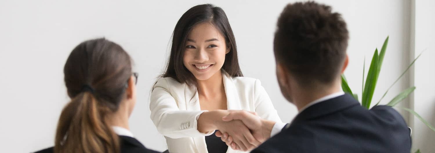 Woman getting hired for a job