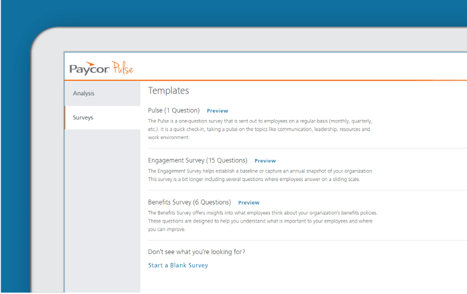 Paycor survey templates