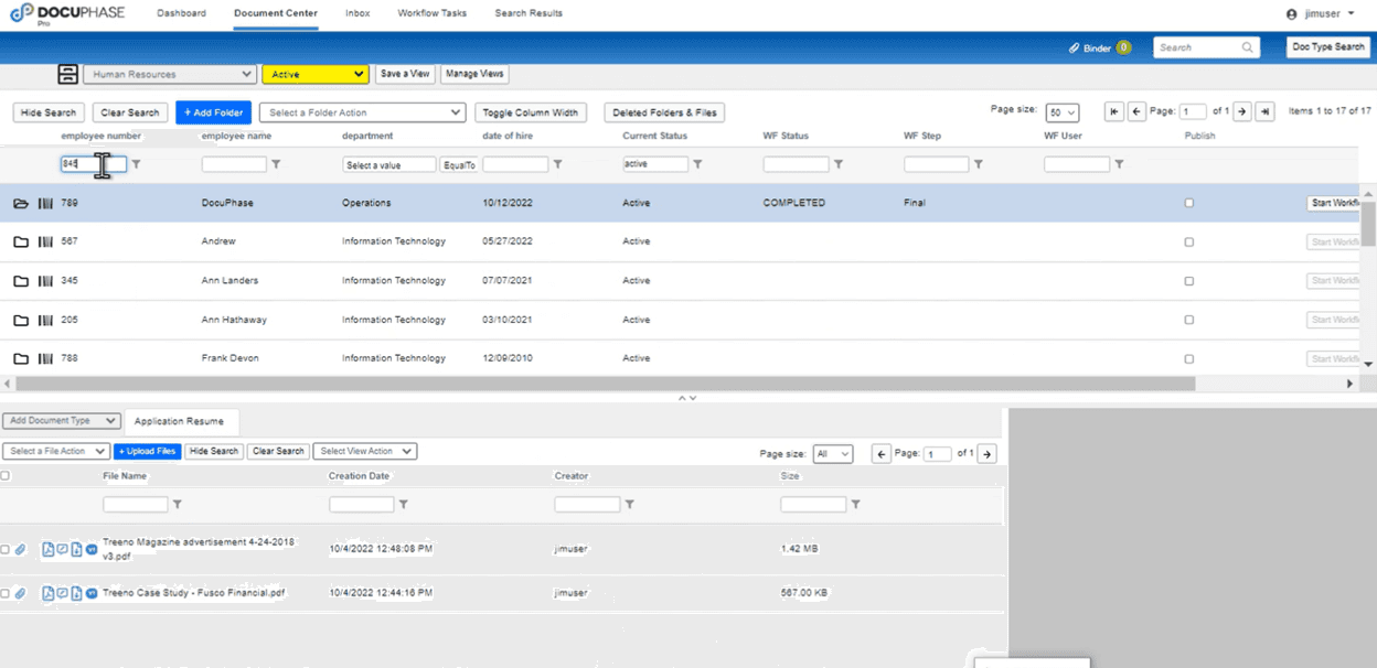 DocuPhase search feature