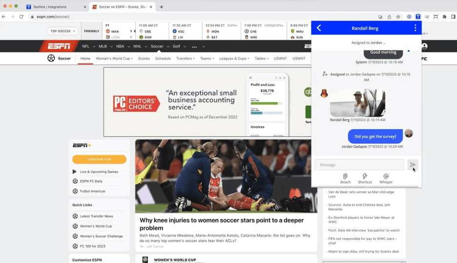 Textline chat features