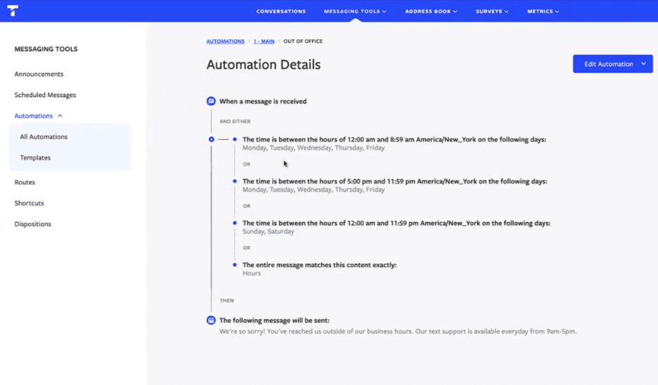 Textline automations