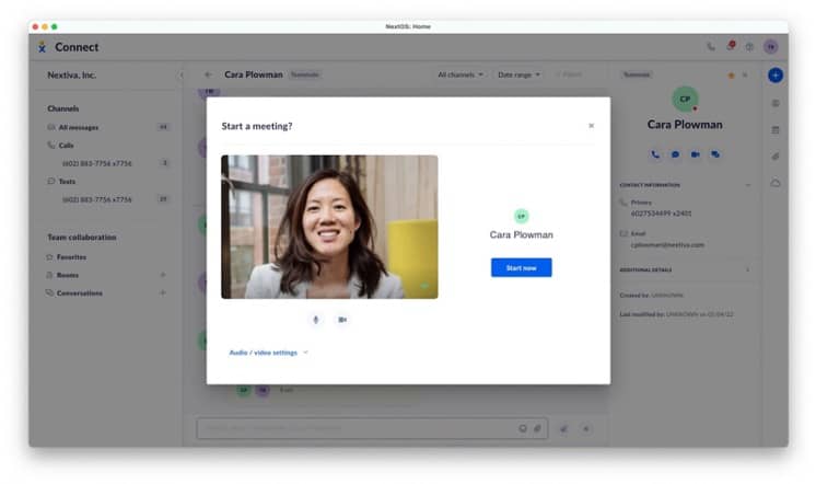 Nextiva video interface