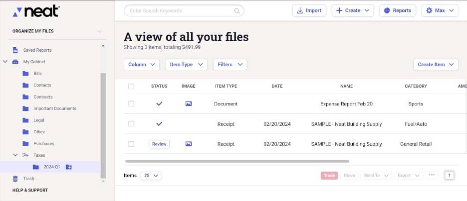 Neat file folders