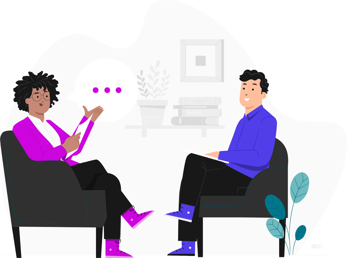 graphic of someone talking in a job interview