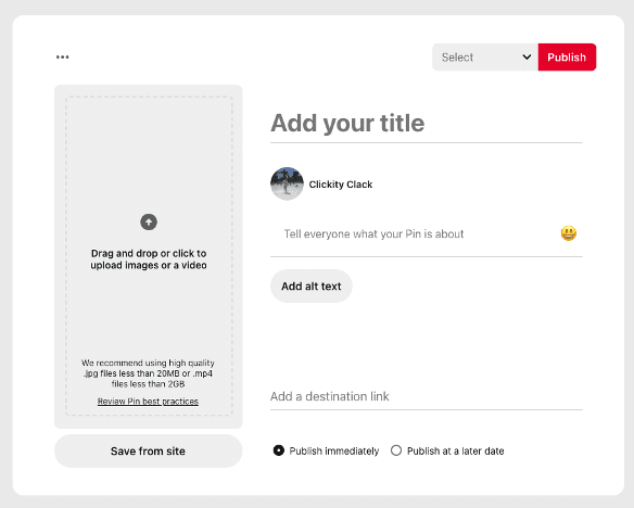 Pinterest for Business add title