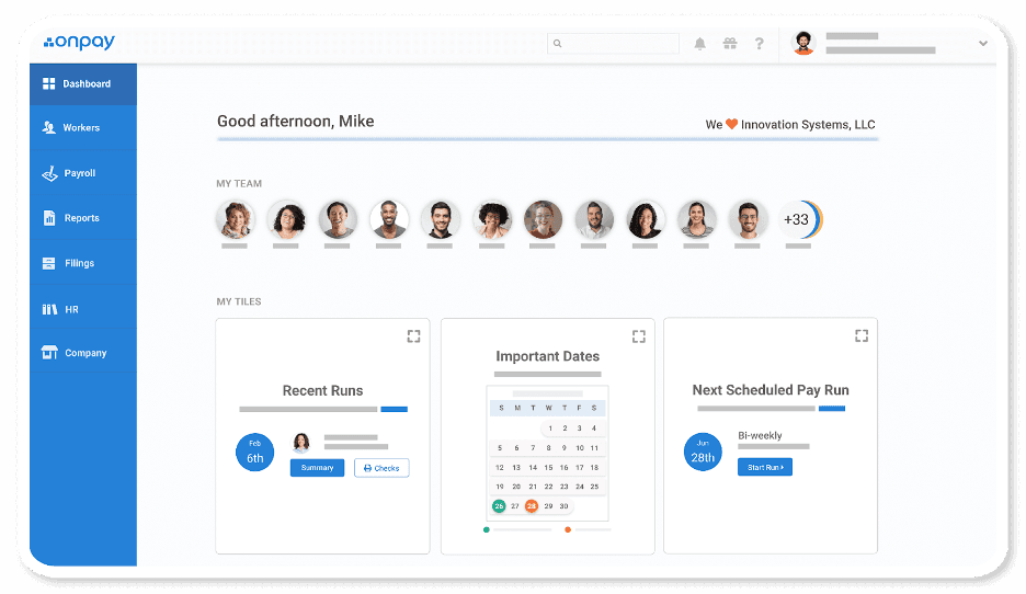 OnPay dashboard