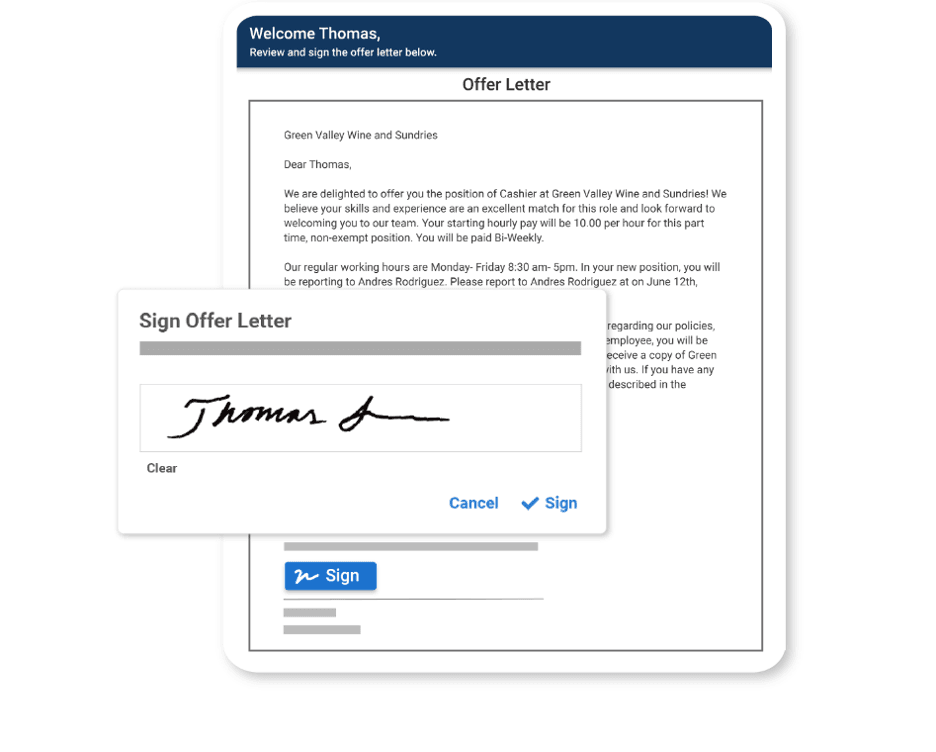 OnPay offer letter template