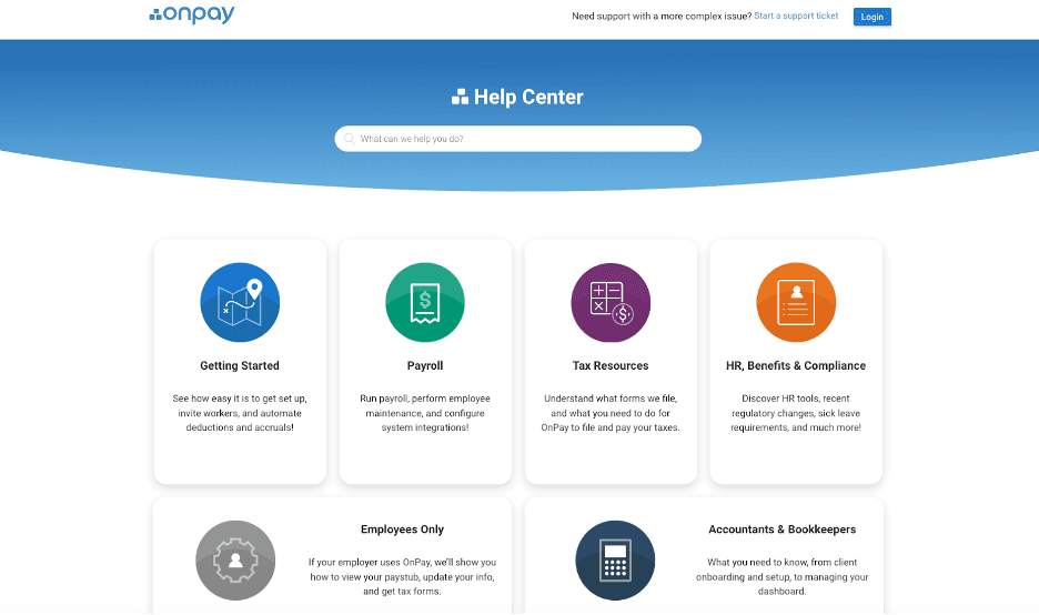OnPay online help center