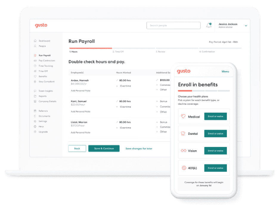Gusto dashboard