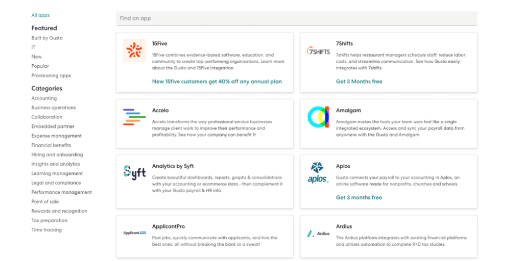 Gusto app library