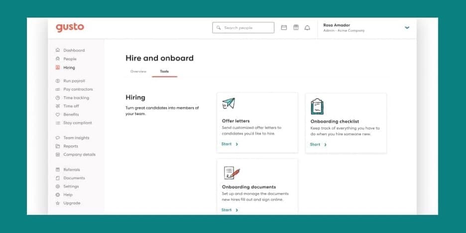 Gusto onboarding