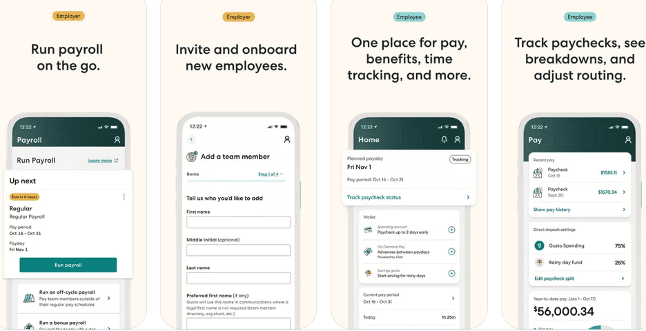 Gusto mobile app