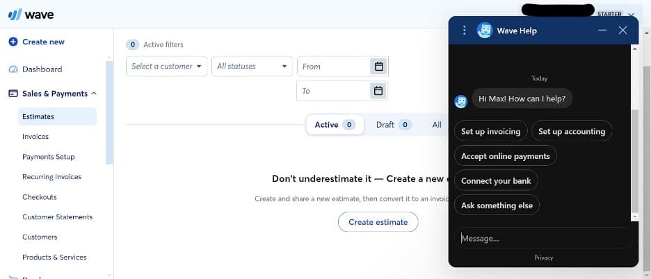 Wave Financial chatbot