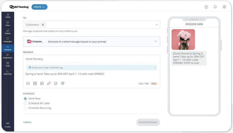 EZ Texting message