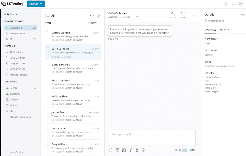 EZ Texting inboxes
