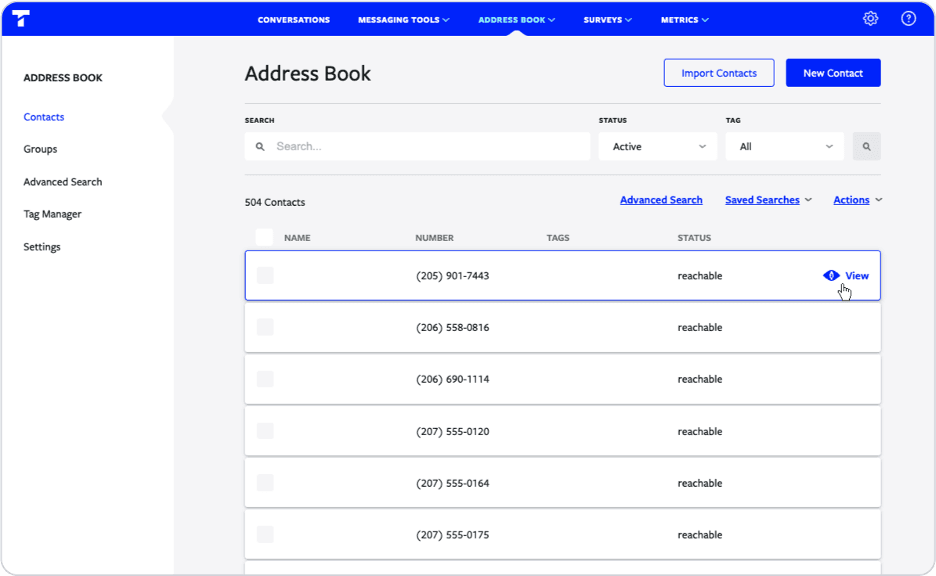 Textline address book