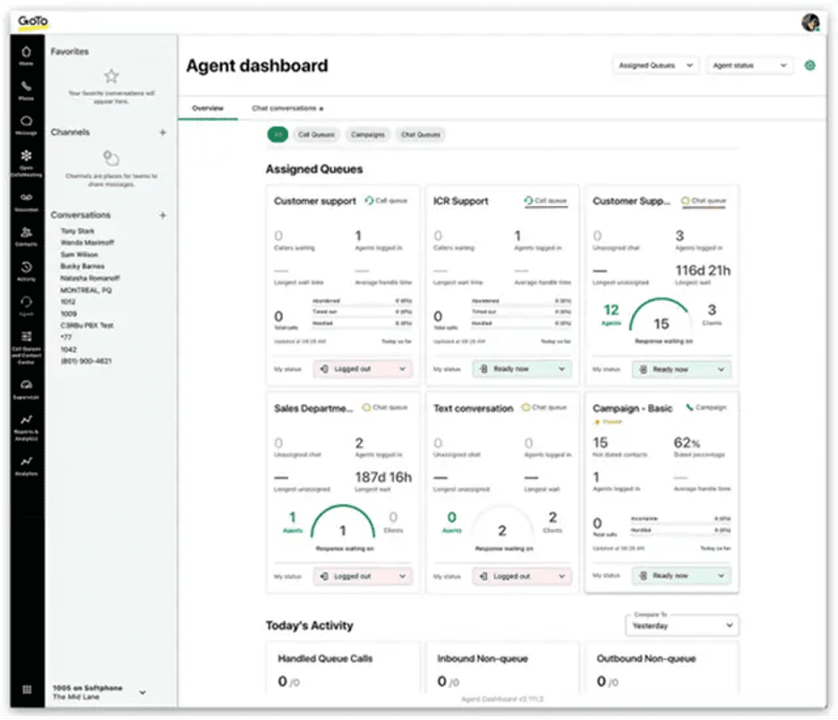 GoTo Connect dashboard