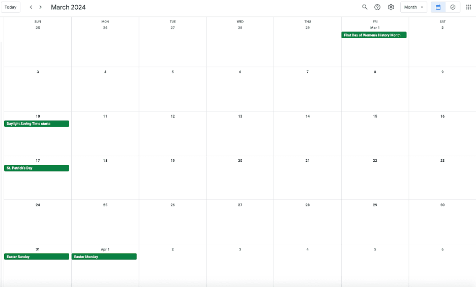 Content calendar
