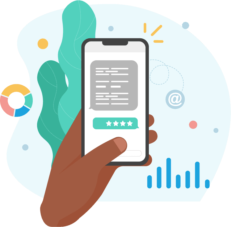graphic of a hand holding a smartphone