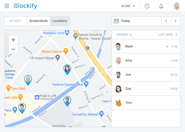 Clockify location tracking