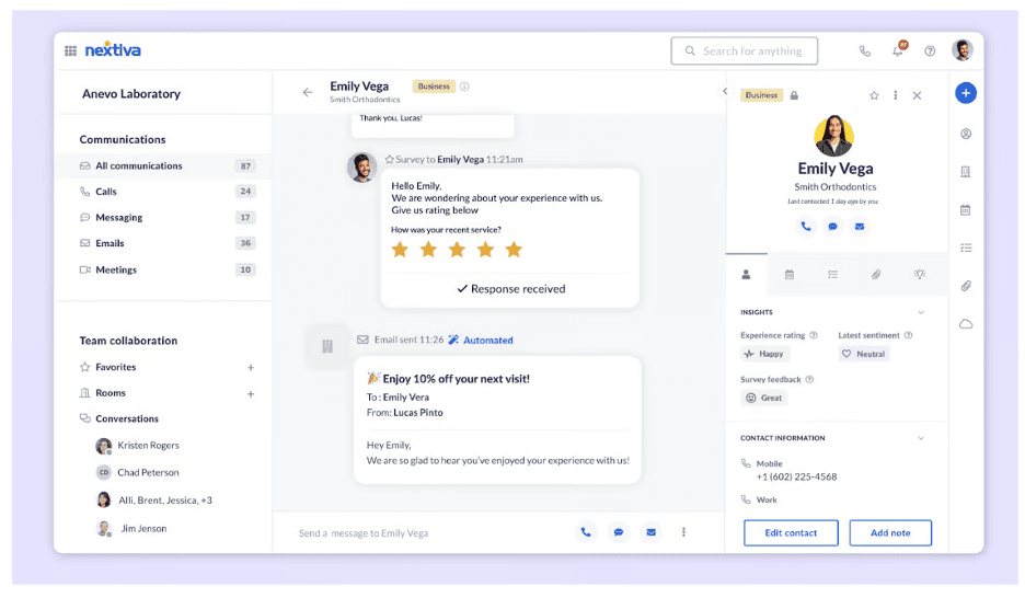Nextiva dashboard