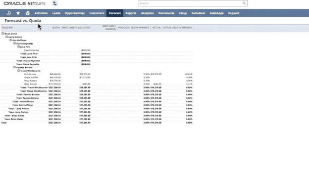 NetSuite forecasting tools