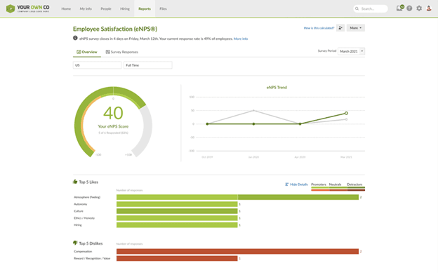 BambooHR eNPS measures employee morale
