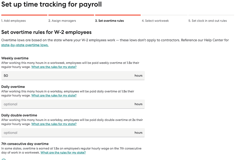 Gusto time tracking features
