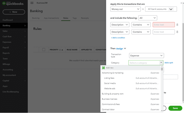 Quickbooks category