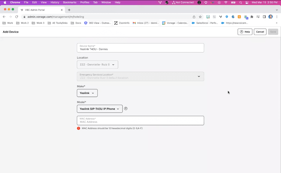 RingEX drop down menu