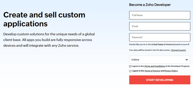 Zoho custom applications