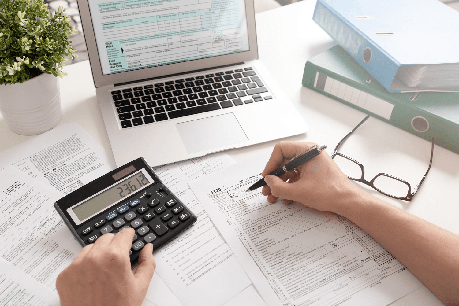 person doing taxes