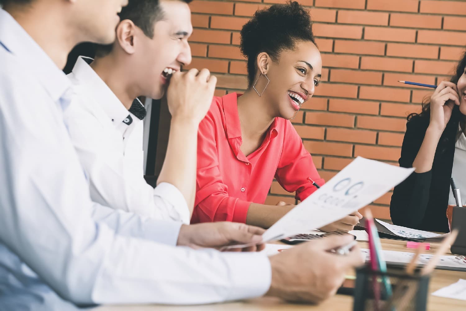 colleagues laughing together