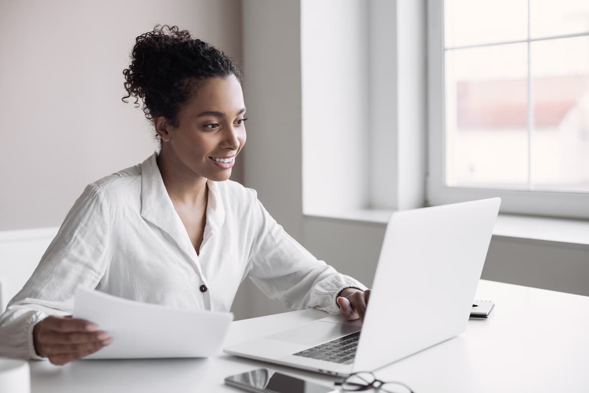 Woman using a laptop