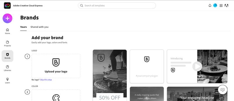 Creative Cloud Express add brand