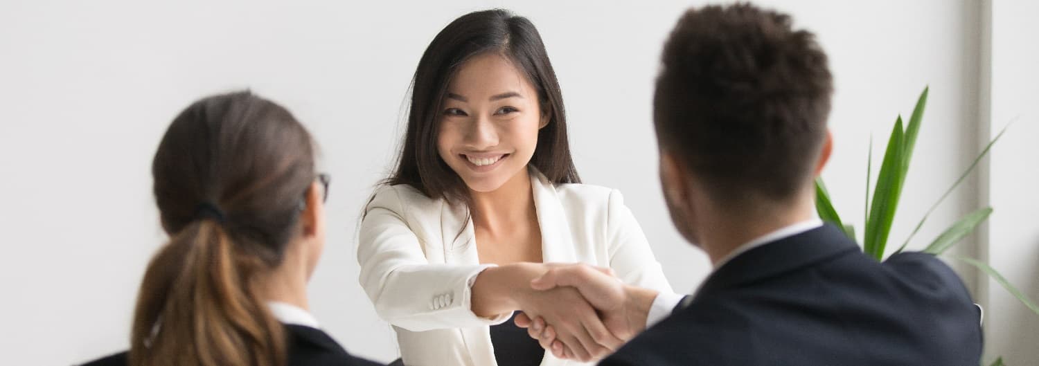 Woman getting hired for a job
