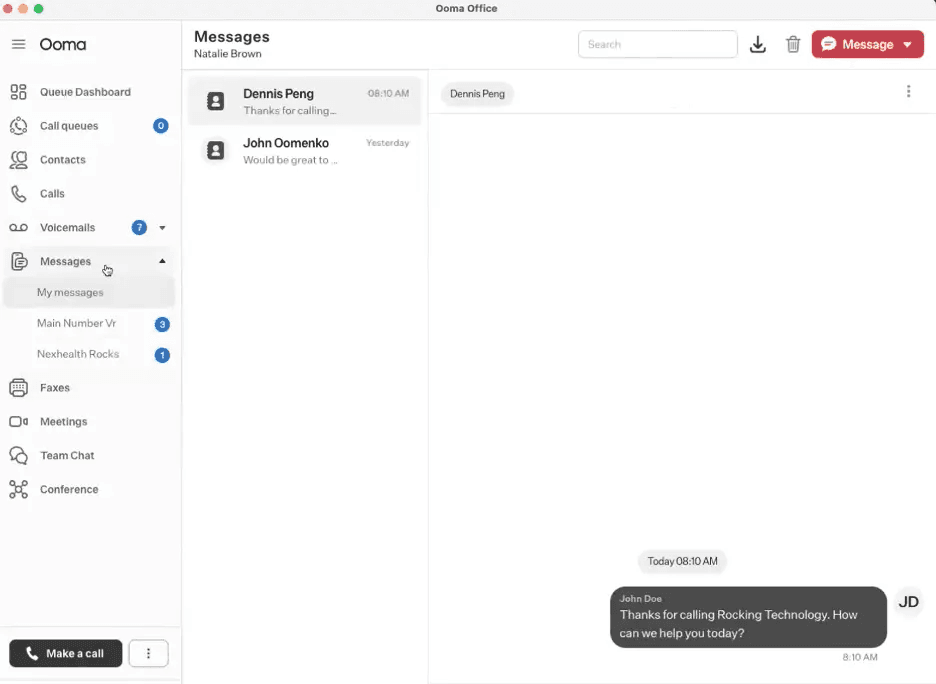 Ooma messages