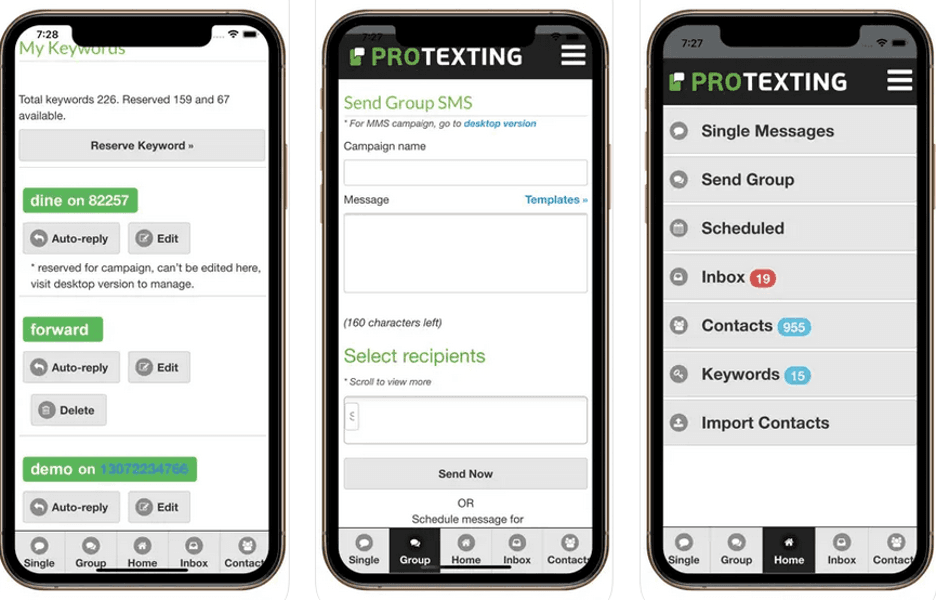 Protexting mobile app