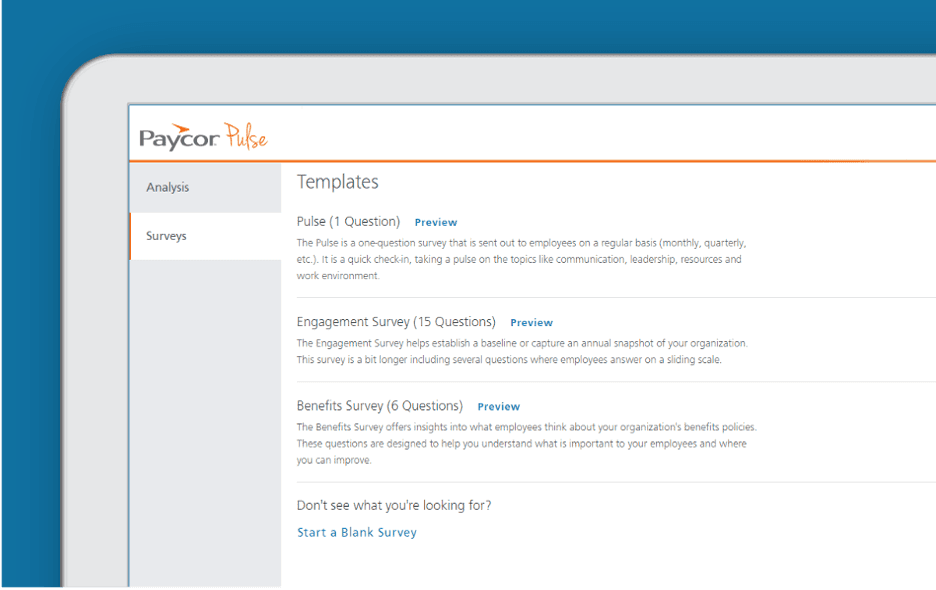 Paycor survey templates