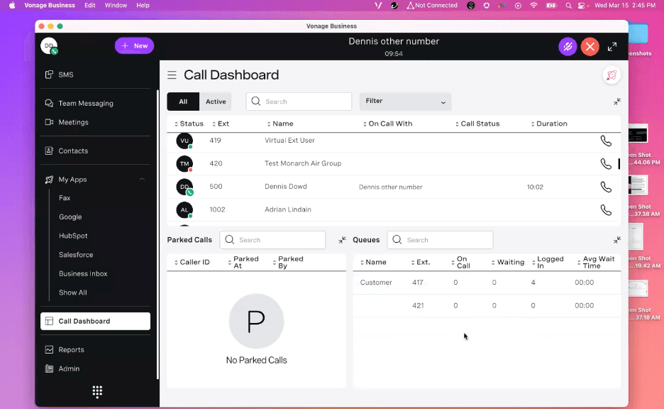 Vonage dashboard